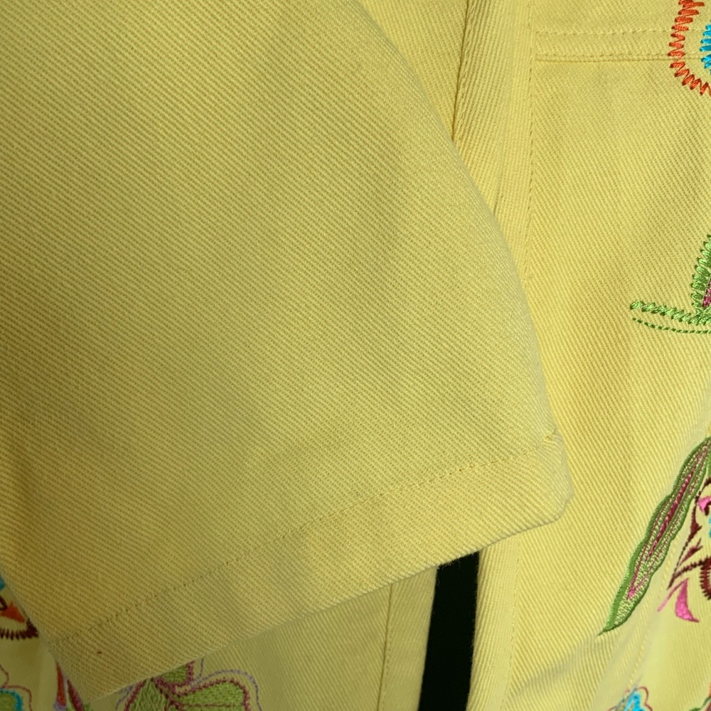BFA CLASSIC Vintage Bright Yellow Embroidery Jacket Floral Design Size L Petite - Picture 6 of 16